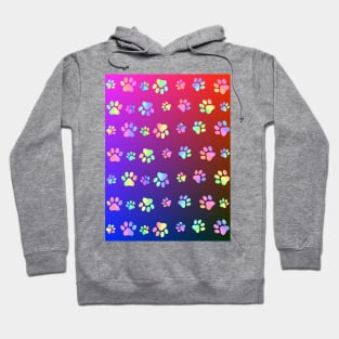 COLORFUL Dog Paw Print On Dark Blue Hoodie